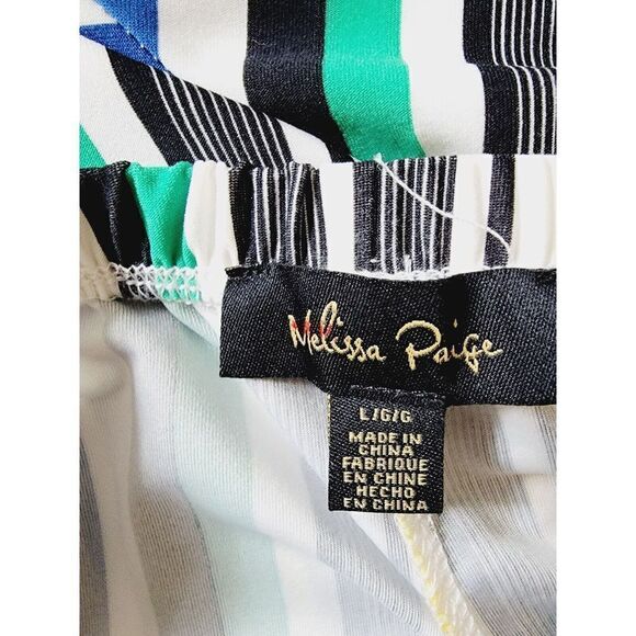 Melissa Paige L Multi Color Striped Elastic Boho Pants Size Large Funky 70's - Picture 7 of 7